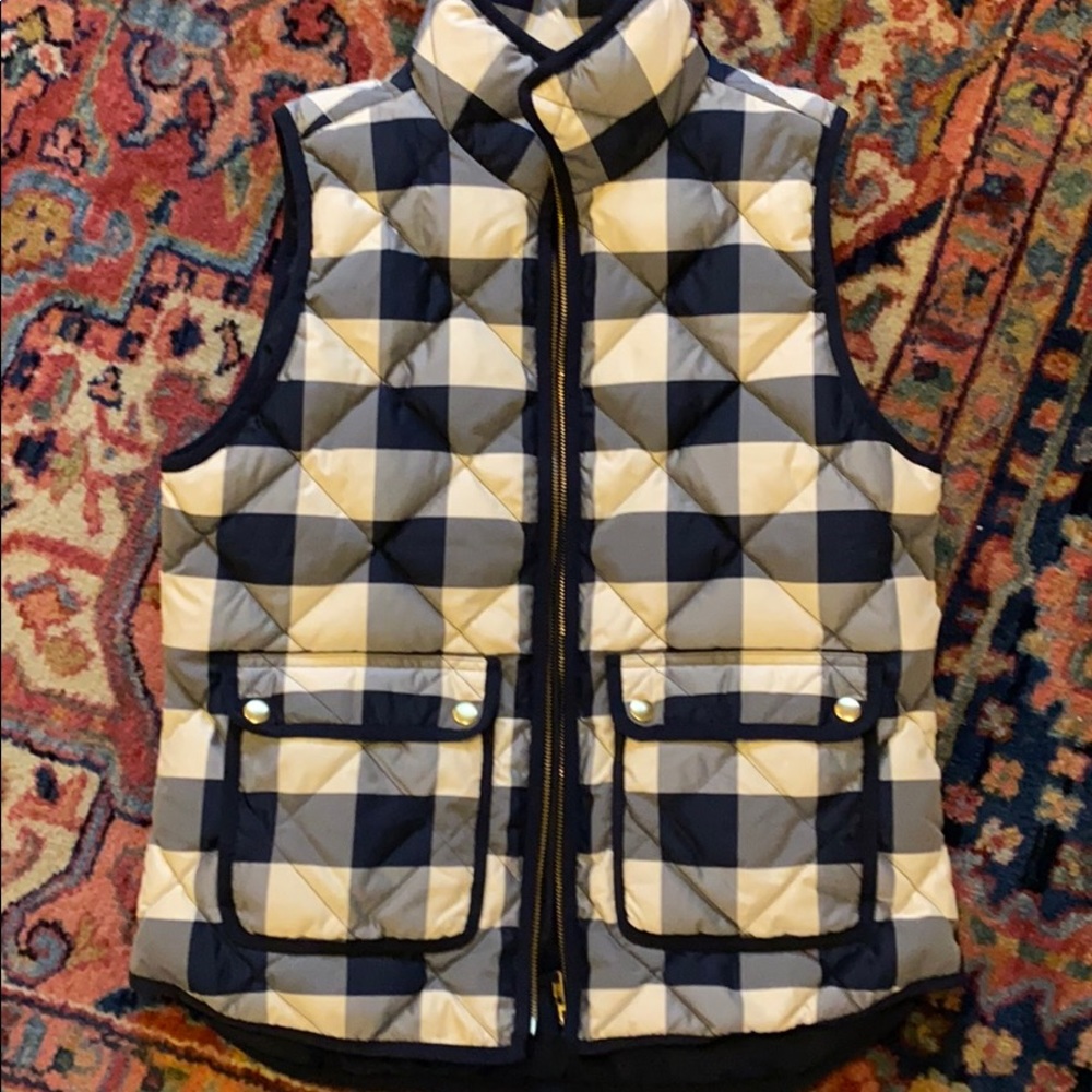 Jcrew navy cream check down vest
